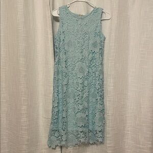 Dress Barn Light Blue Lace Midi Dress